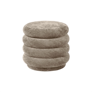 Ferm Living Round Pouf Faded Velvet Beige