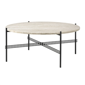 GUBI TS Outdoor Coffee Table Round Ø80 White Travertine/Black