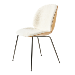 GUBI Beetle Dining Chair Veneer Shell Karakorum 001 With Legs In Black Chrome