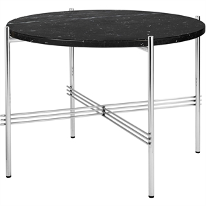 GUBI TS Coffee Table Round Ø55 Polished Steel/Black Marquina Marble