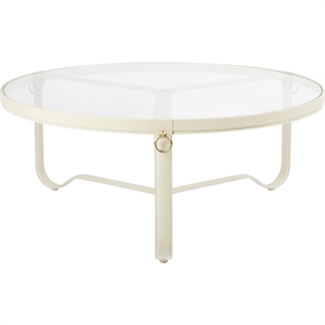 Gubi Adnet Coffee Table Ø100 Cream Leather/ Transparent Glass