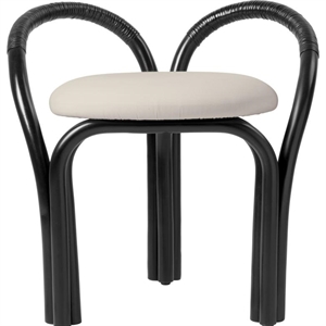Gubi Bistra -jakkara Ebony Painted Rattan/Fustagno Limonta 001