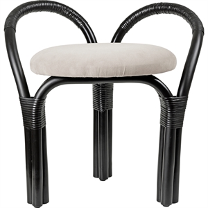 Gubi Bistra -jakkara Ebony Painted Rattan/Fustagno Limonta 001