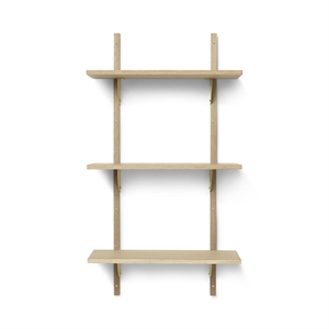 Ferm Living Sector Shelf Triple Narrow Oak/Brass