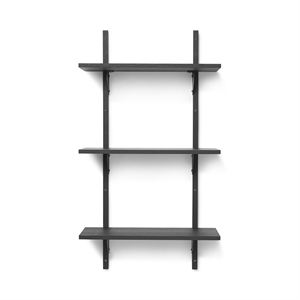 Ferm Living Sector Shelf Triple Narrow Black Ash/Black Brass