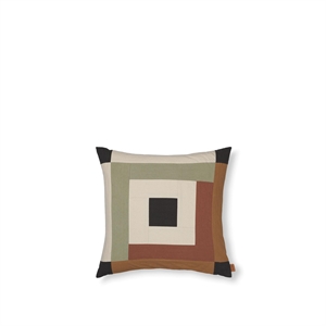 Ferm Living Border Patchwork Cushion Dark Sage/ Maroon