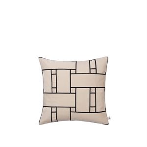 Ferm Living Lattice Offset -tyyny, luonnonvalkoinen/musta