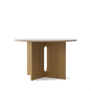 Audo Androgyne Dining Table Ø120 cm Oak/Kunis Breccia Sand