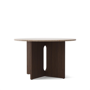 Audo Androgyne Dining Table Ø120 cm Dark Stained Oak/Kunis Breccia Sand