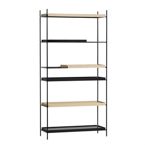 Woud Tray Bookcase High Oak/Black