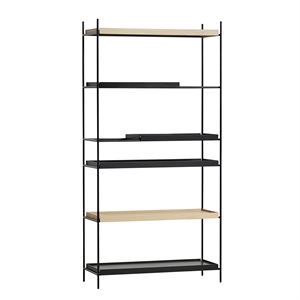 Woud Tray Bookcase High Oak/Black