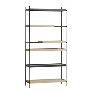 Woud Tray Bookcase High Oak/Black