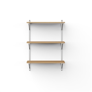 NINE Inline Wall Shelf w. 3 Shelves Large Oak/Stainless Steel