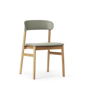 Normann Copenhagen Herit Dining Chair Leather Upholstered Oak/Dusty Green