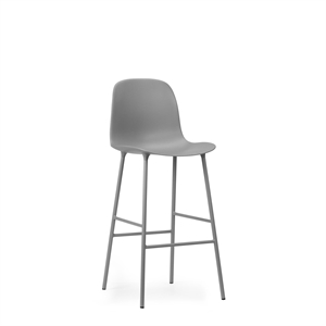 Normann Copenhagen Form Bar Stool with Backrest H75 cm Gray/ Gray Steel