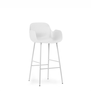 Normann Copenhagen Form Bar Stool with Backrest and Armrests H75 cm White/ White Steel