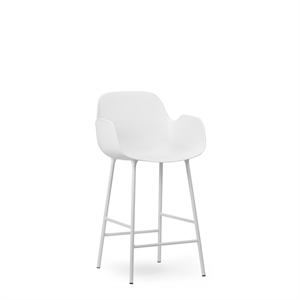 Normann Copenhagen Form Bar Stool with Backrest and Armrests H65 cm White/ White Steel