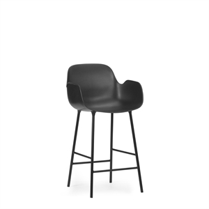 Normann Copenhagen Form Bar Stool with Backrest and Armrests H65 cm Black/ Black Steel