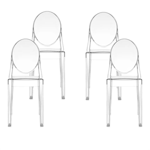 Kartell Victoria Ghost -ruokailutuolisarja, 4 Kpl Krystal