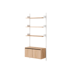 New Works Wall Shelf 1900 Bookcase With Doors Low Oak