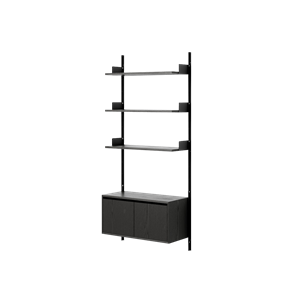 New Works Wall Shelf 1900 Bookcase With Doors Low Black