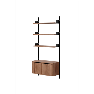 New Works Wall Shelf 1900 Bookcase With Doors Low Walnut