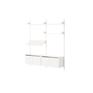 New Works Living Shelf Bookcase With Doors Low White