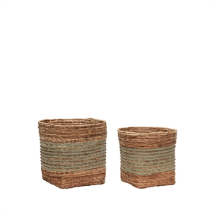 Hübsch Reveal Basket Mint/Natural Set of 2