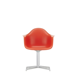 Vitra Eames -ruokapöydän tuoli, muovi, DAL RE, unikonpunainen/kromi