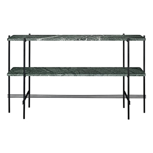 Gubi TS Console Table 120x72 With 2 Shelves Black/ Green Guatemala Marble