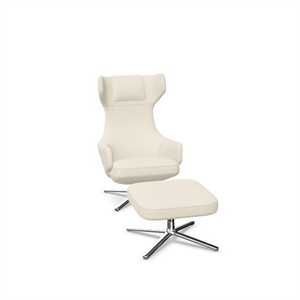 Vitra Grand Repos -nojatuoli rahilla, Dumet Ivory Melange/Chrome