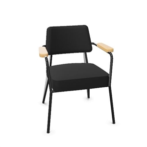 Vitra Fauteuil -ruokatuoli Twill-kankaasta, tummanharmaa/luonnonvärinen tammi/syvänmusta