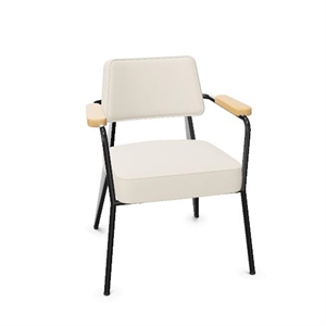 Vitra Fauteuil -ruokatuoli, Lumi/Luonnonvärinen tammi/Syvänmusta