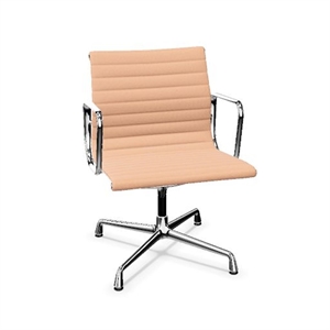 Vitra Aluminum EA 108 -toimistotuoli Pyörivällä Kiskolla, Pinkki/sinappi/kromi