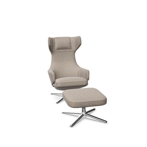 Vitra Grand Repos -nojatuoli ja rahi, Cosy 2, Fossil/Chrome
