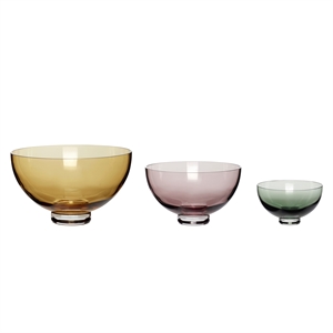 Hübsch Radiant Bowls Beige/vaaleanpunainen/vihreä 3 Kappaleen Setti