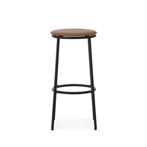 Normann Copenhagen Circa Bar Stool H75 Leather Upholstered Black/ Brandy Leather 41574