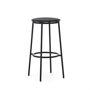 Normann Copenhagen Circa Barstool H75 Nahkaverhoiltu musta/musta nahka 41599