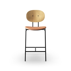 Sibast Furniture Piet Hein Bar Stool Black In Oak Wood and Cognac Leather