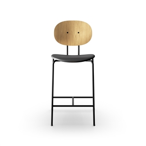 Sibast Furniture Piet Hein Bar Stool Black In Oak Wood and Black Leather