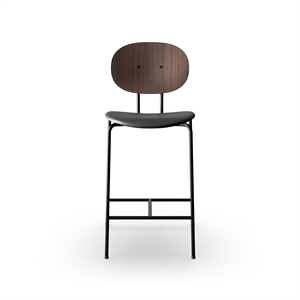 Sibast Furniture Piet Hein Bar Stool Black In Walnut and Black Leather