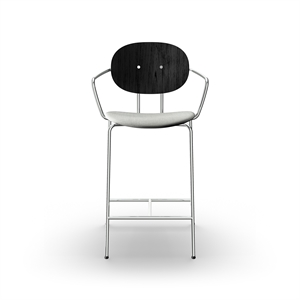 Sibast Furniture Piet Hein Barstool Chrome with Armrests Black Oak and Remix 123