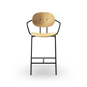 Sibast Furniture Piet Hein Barstool Black with Armrests Oak