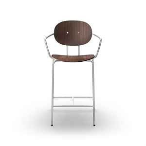 Sibast Furniture Piet Hein Bar Stool Chrome with Armrests Walnut