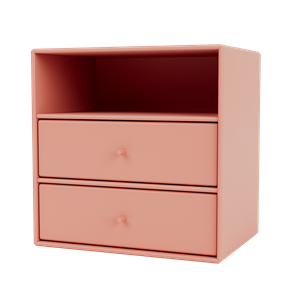 Montana Mini 1006 Bookcase with 2 Drawers Rhubarb