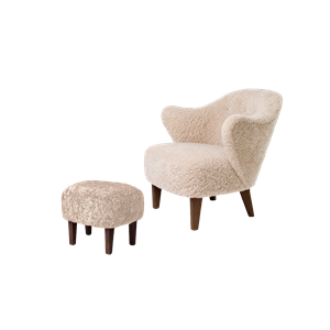 Audo Ingeborg Armchair w. Stool Smoked Oak/Sheepskin Moonlight