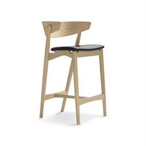 Sibast Furniture No 7 Bar Stool White-oiled Oak and Black Leather