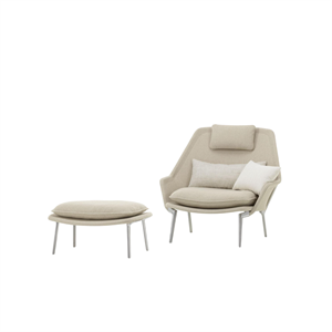 Vitra Slow nojatuoli ja rahi, beige/kerma/kromi