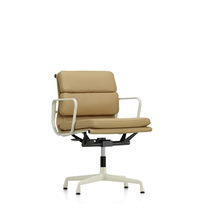 Vitra Soft Pad EA 231 -toimistotuoli pyörivällä, käsinojilla ja kallistusmekanismilla, liitu/kamelinruskea