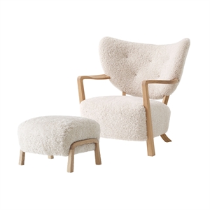 &Tradition Wulff ATD2 Armchair Sheepskin Moonlight/Oak Incl. ATD3 Pouf